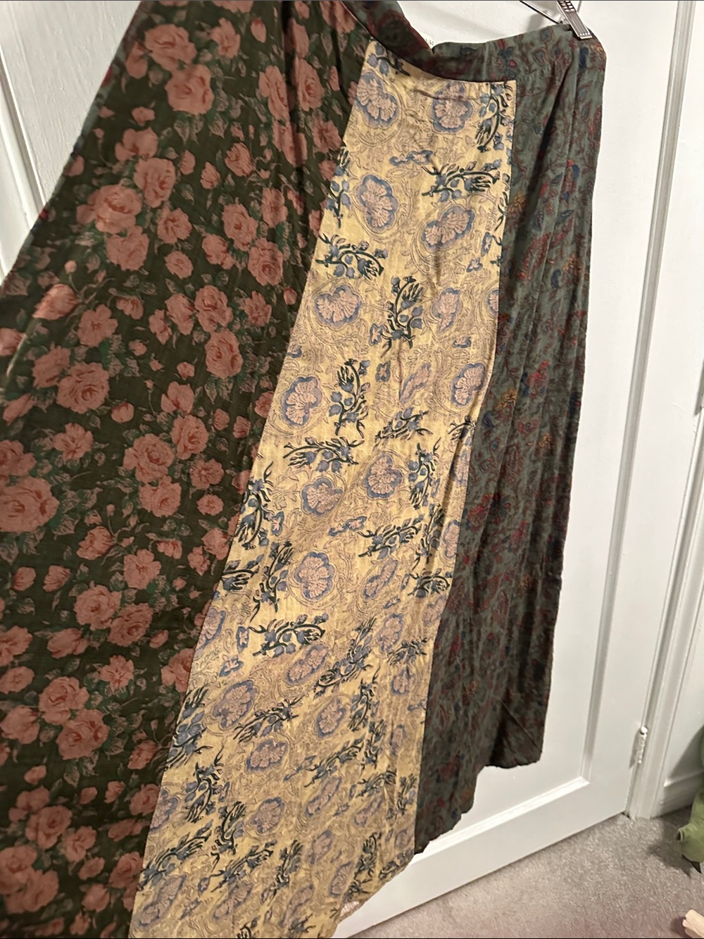 NATURAL LIFE Floral Patchwork Maxi Skirt — Green, Pink & Cream - Picture 5 of 5